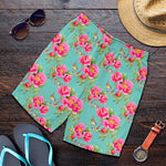 Bird Pink Floral Flower Pattern Print Men's Shorts