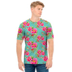 Bird Pink Floral Flower Pattern Print Men's T-Shirt