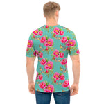 Bird Pink Floral Flower Pattern Print Men's T-Shirt