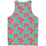 Bird Pink Floral Flower Pattern Print Men's Tank Top