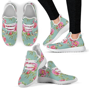 Bird Pink Floral Flower Pattern Print Mesh Knit Shoes GearFrost