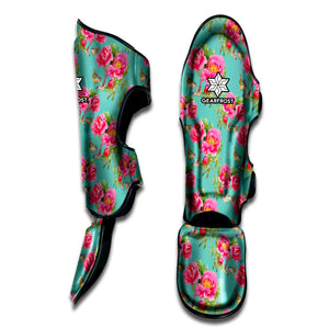 Bird Pink Floral Flower Pattern Print Muay Thai Shin Guard