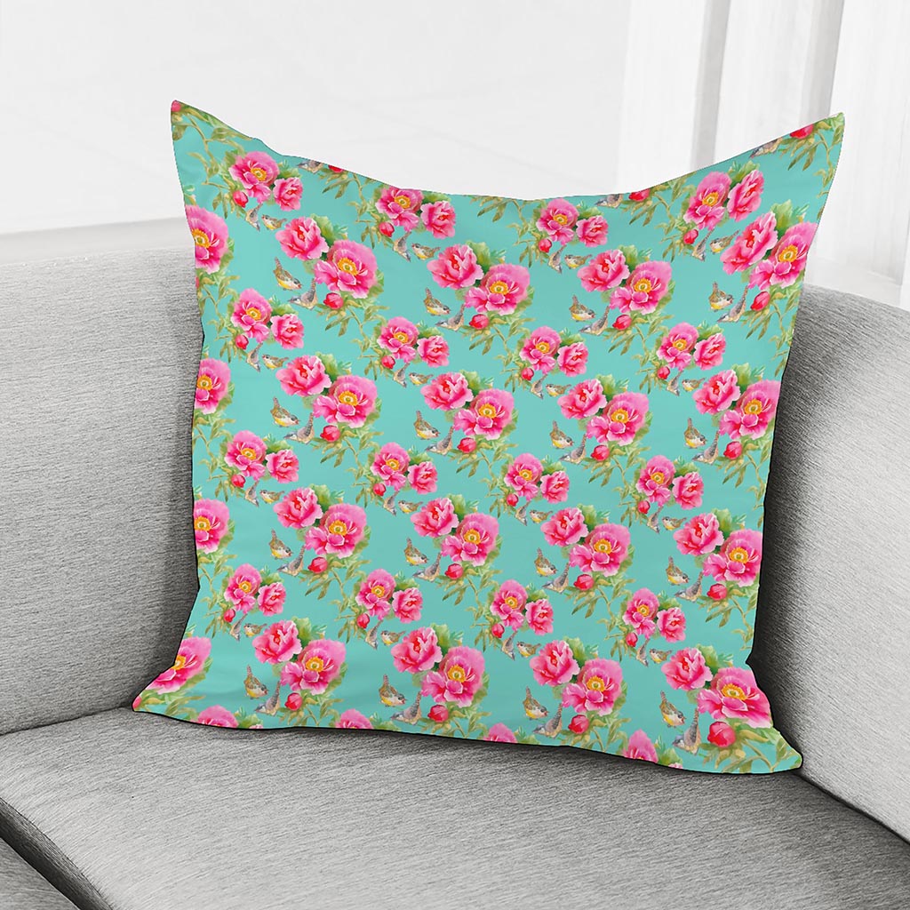 Bird Pink Floral Flower Pattern Print Pillow Cover