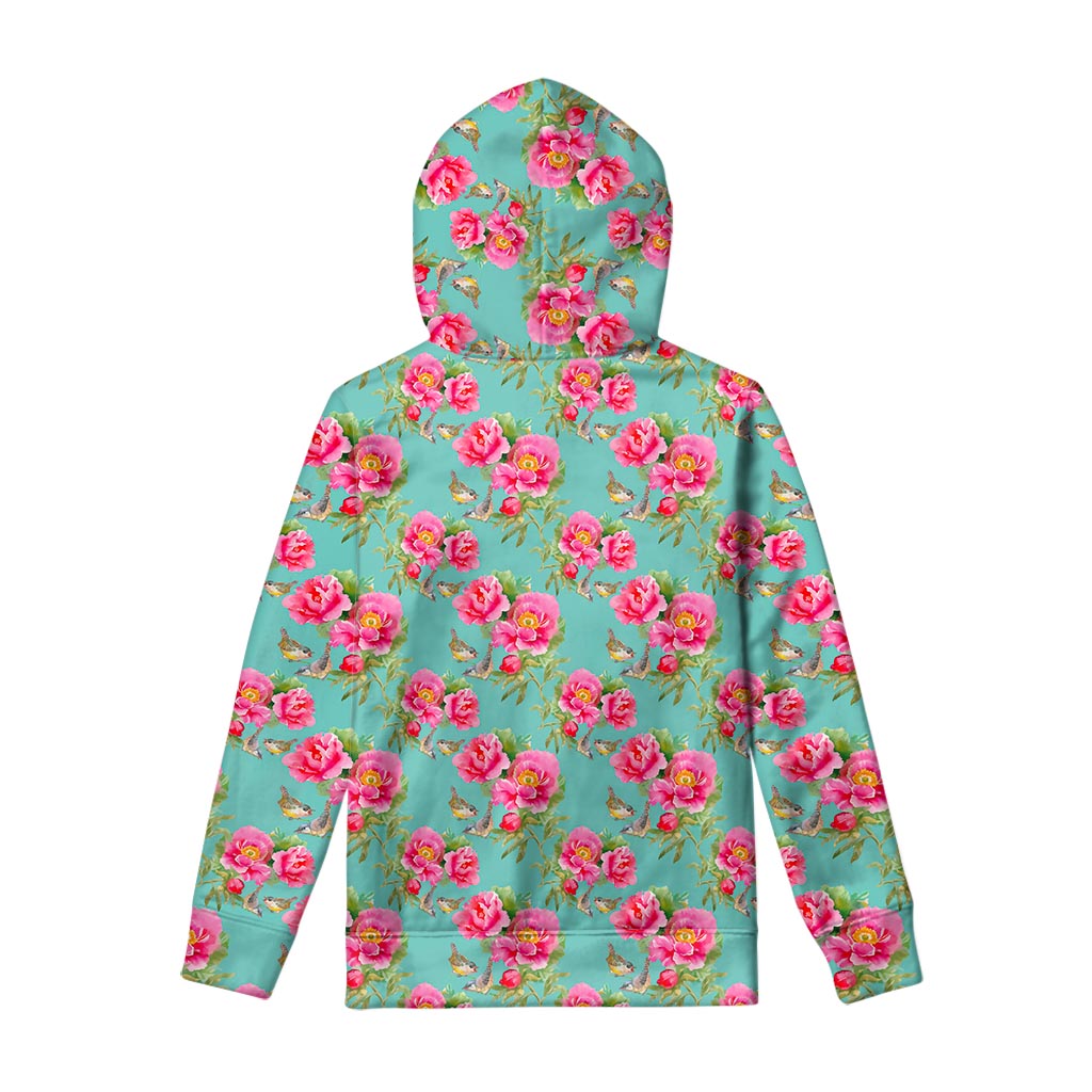 Bird Pink Floral Flower Pattern Print Pullover Hoodie