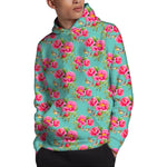 Bird Pink Floral Flower Pattern Print Pullover Hoodie