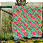 Bird Pink Floral Flower Pattern Print Quilt
