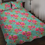 Bird Pink Floral Flower Pattern Print Quilt Bed Set