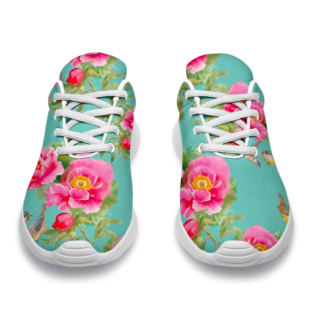 Bird Pink Floral Flower Pattern Print Sport Shoes GearFrost