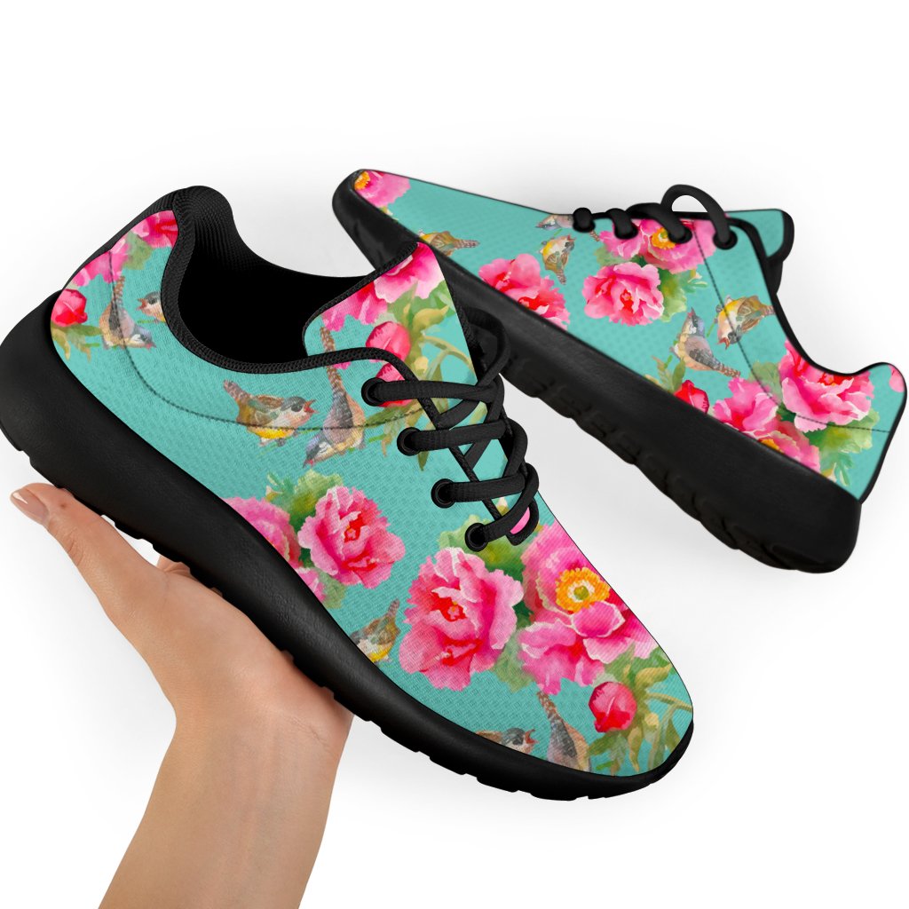 Bird Pink Floral Flower Pattern Print Sport Shoes GearFrost