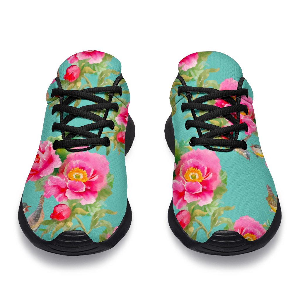 Bird Pink Floral Flower Pattern Print Sport Shoes GearFrost