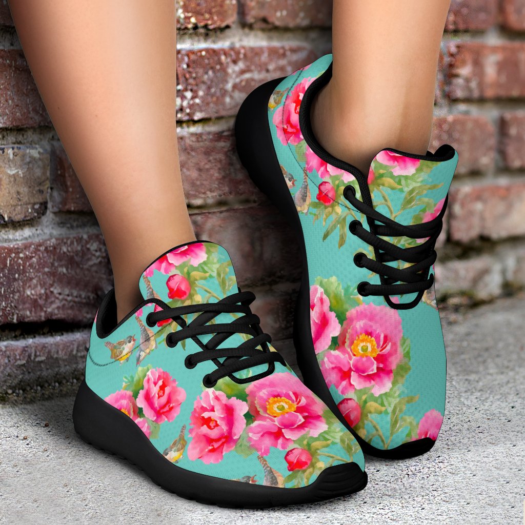 Bird Pink Floral Flower Pattern Print Sport Shoes GearFrost