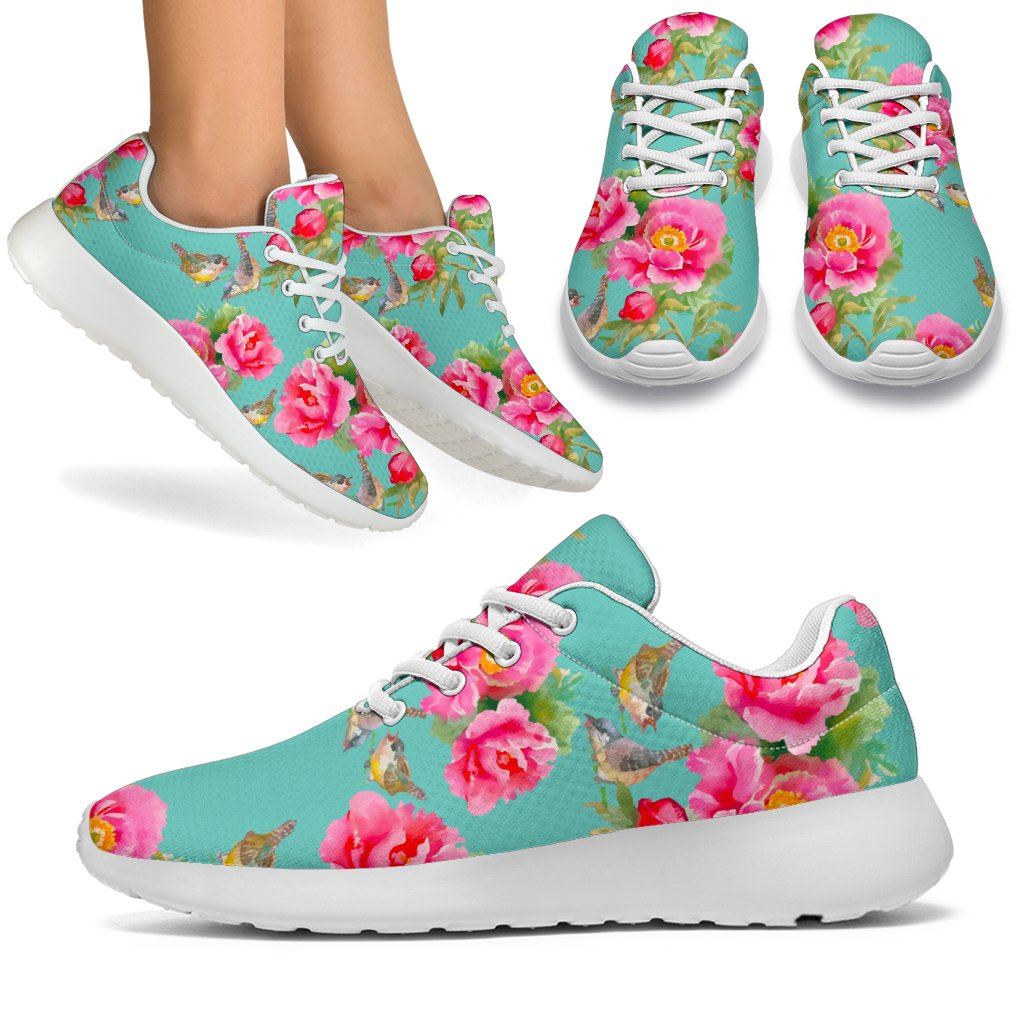 Bird Pink Floral Flower Pattern Print Sport Shoes GearFrost