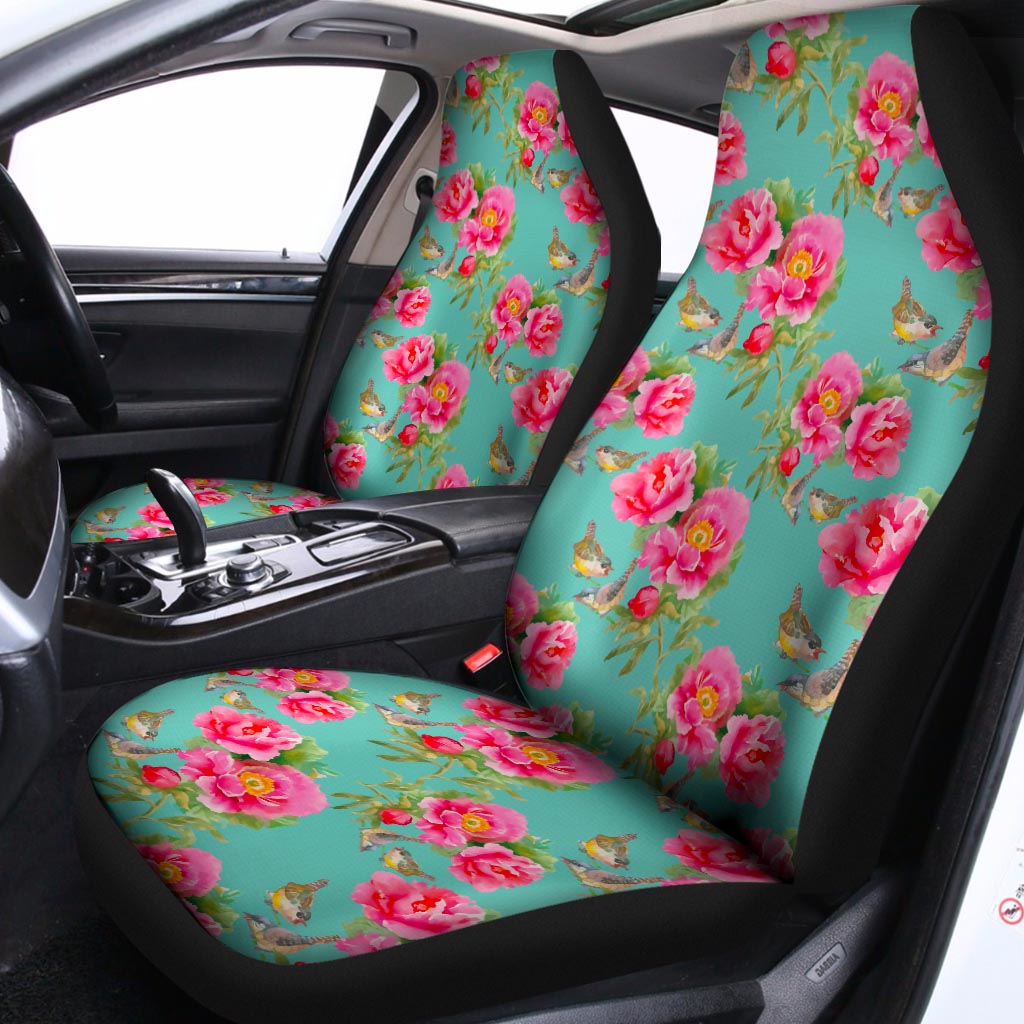 Bird Pink Floral Flower Pattern Print Universal Fit Car Seat Covers