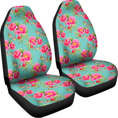 Bird Pink Floral Flower Pattern Print Universal Fit Car Seat Covers