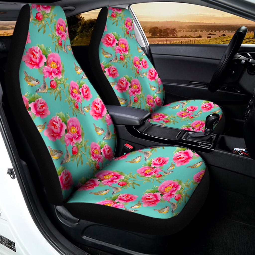 Bird Pink Floral Flower Pattern Print Universal Fit Car Seat Covers