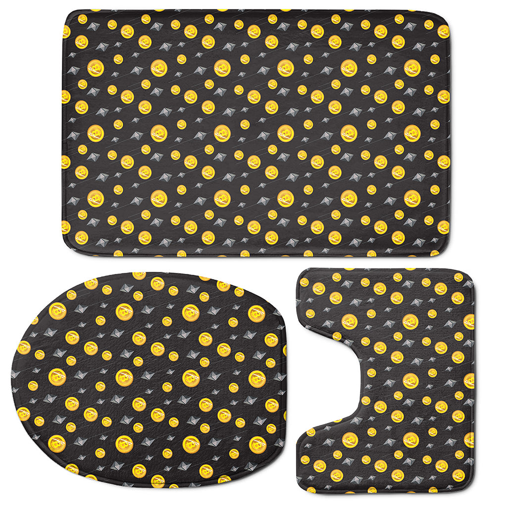 Bitcoin And Ethereum Pattern Print 3 Piece Bath Mat Set