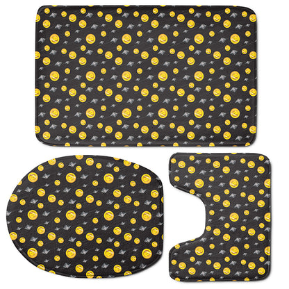 Bitcoin And Ethereum Pattern Print 3 Piece Bath Mat Set