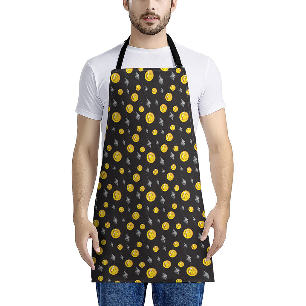 Bitcoin And Ethereum Pattern Print Apron