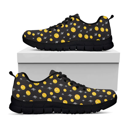 Bitcoin And Ethereum Pattern Print Black Sneakers