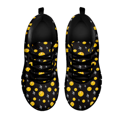 Bitcoin And Ethereum Pattern Print Black Sneakers
