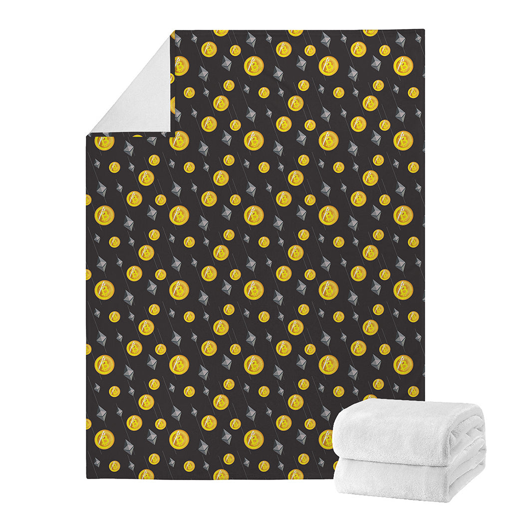 Bitcoin And Ethereum Pattern Print Blanket