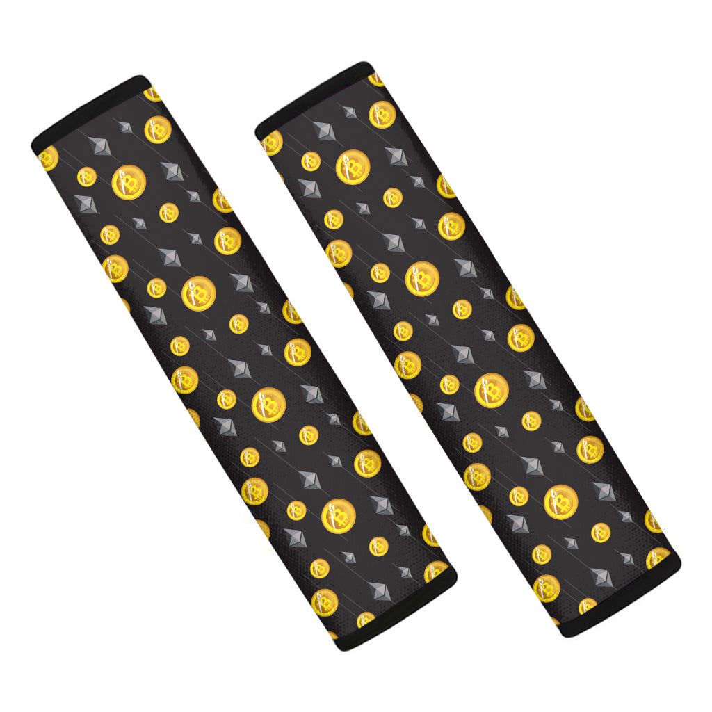 Bitcoin And Ethereum Pattern Print Car Seat Belt Covers