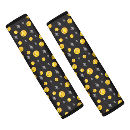 Bitcoin And Ethereum Pattern Print Car Seat Belt Covers
