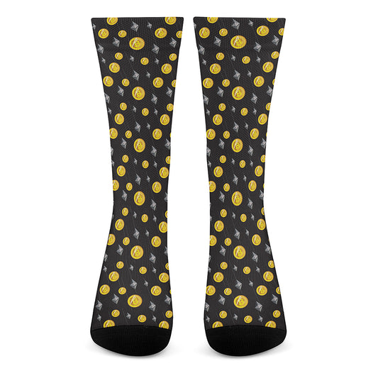Bitcoin And Ethereum Pattern Print Crew Socks