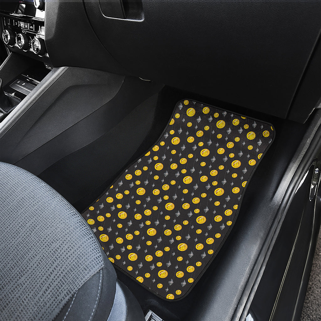Bitcoin And Ethereum Pattern Print Front and Back Car Floor Mats