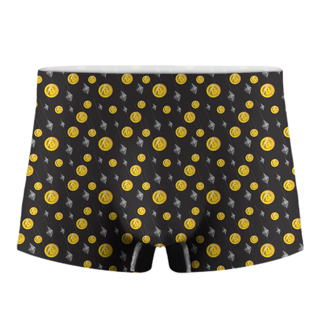 Bitcoin And Ethereum Pattern Print Men's Boxer Briefs