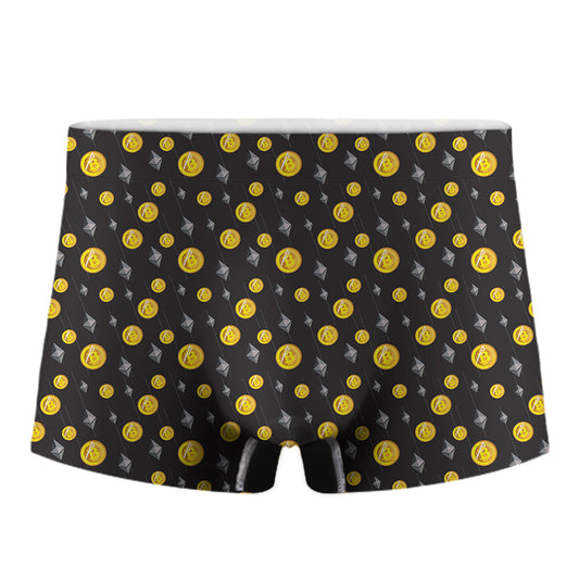 Bitcoin And Ethereum Pattern Print Men's Boxer Briefs