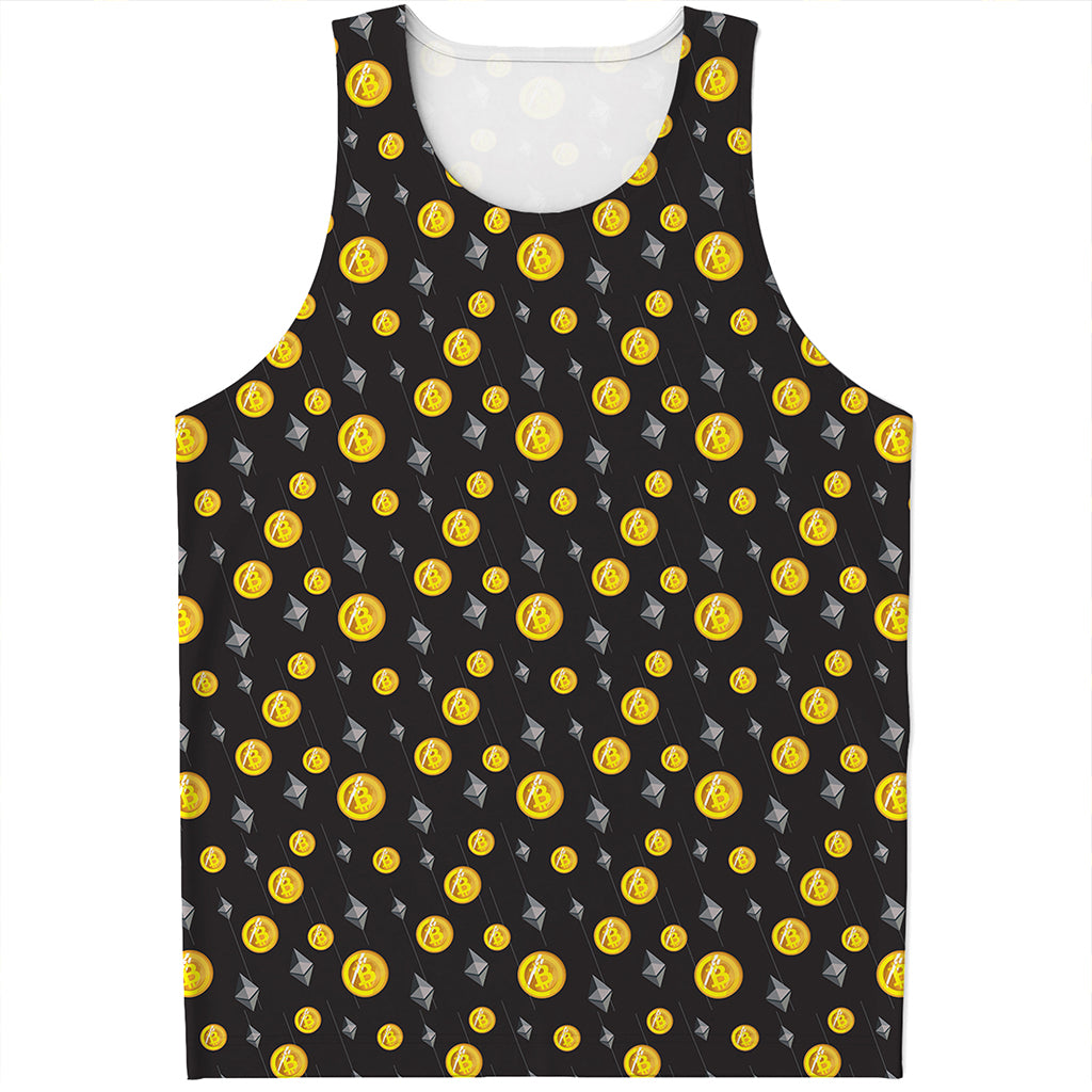 Bitcoin And Ethereum Pattern Print Men's Tank Top
