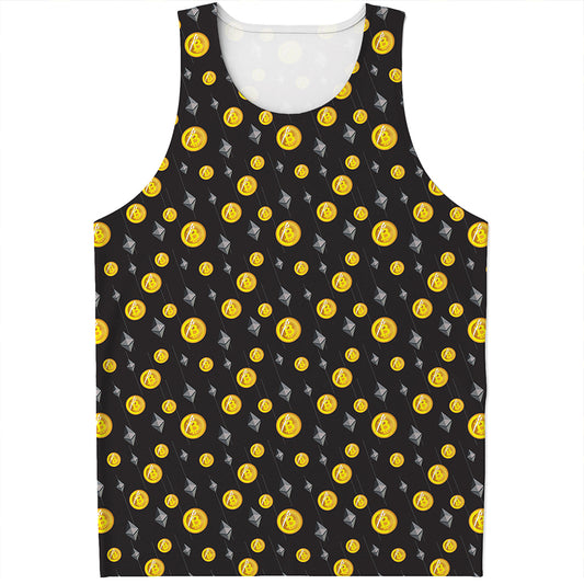Bitcoin And Ethereum Pattern Print Men's Tank Top