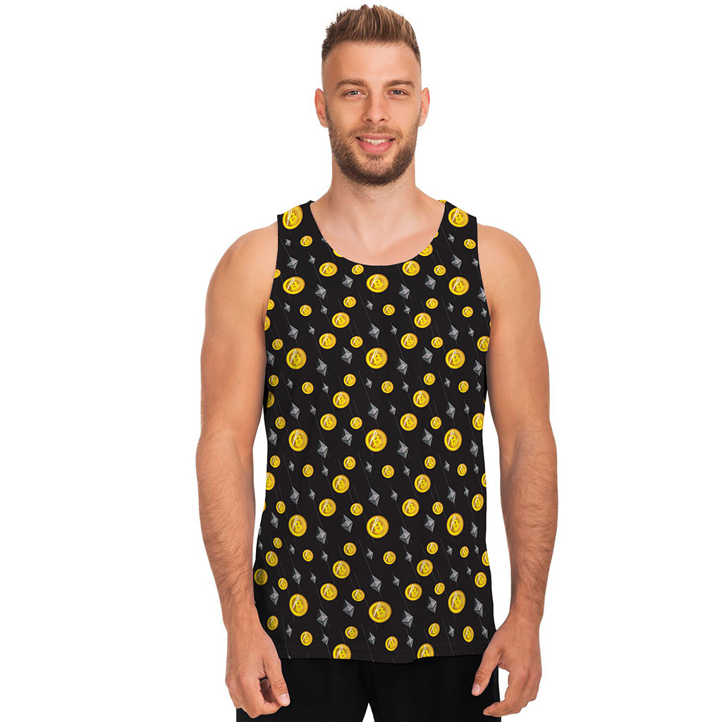Bitcoin And Ethereum Pattern Print Men's Tank Top