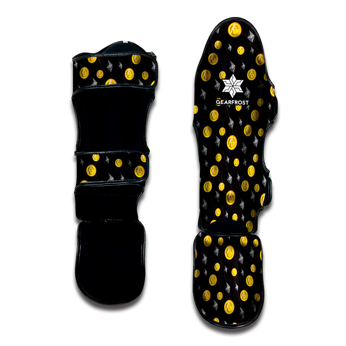 Bitcoin And Ethereum Pattern Print Muay Thai Shin Guard