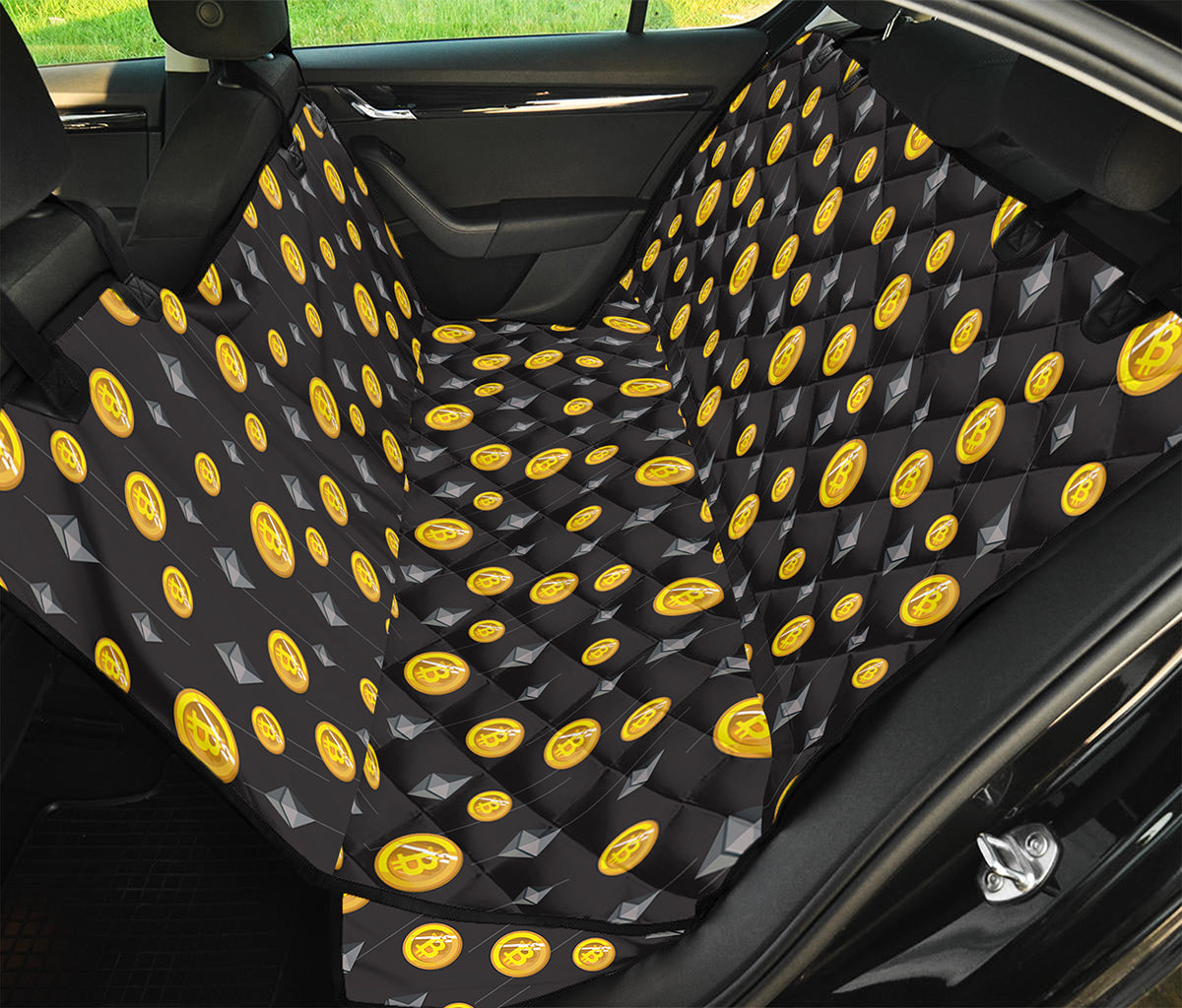 Bitcoin And Ethereum Pattern Print Pet Car Back Seat Cover