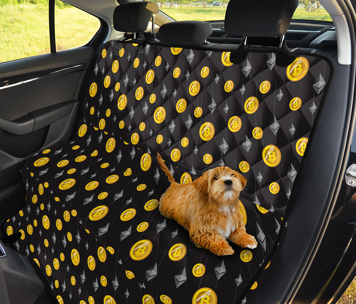 Bitcoin And Ethereum Pattern Print Pet Car Back Seat Cover