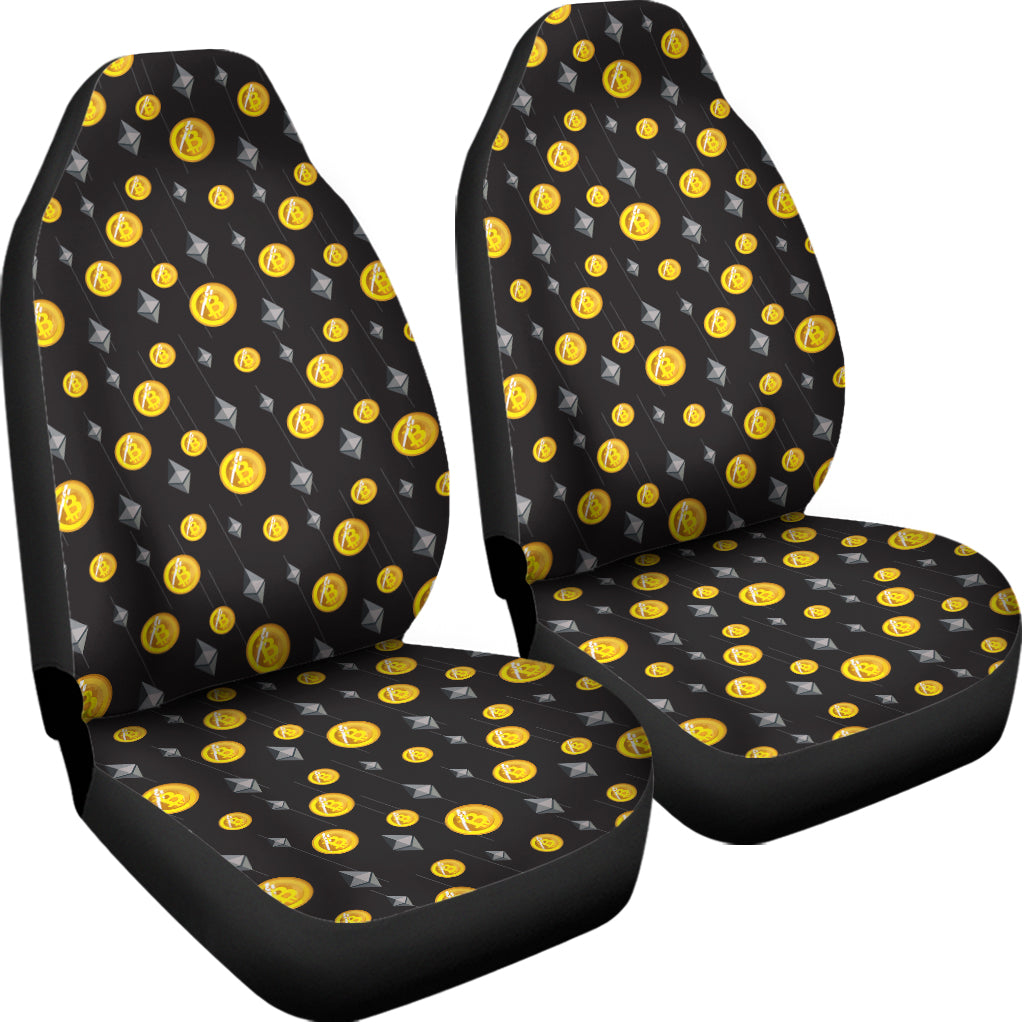 Bitcoin And Ethereum Pattern Print Universal Fit Car Seat Covers