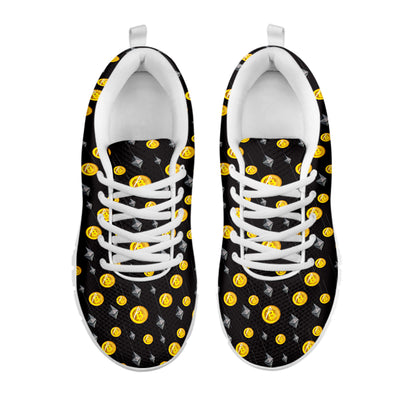 Bitcoin And Ethereum Pattern Print White Sneakers
