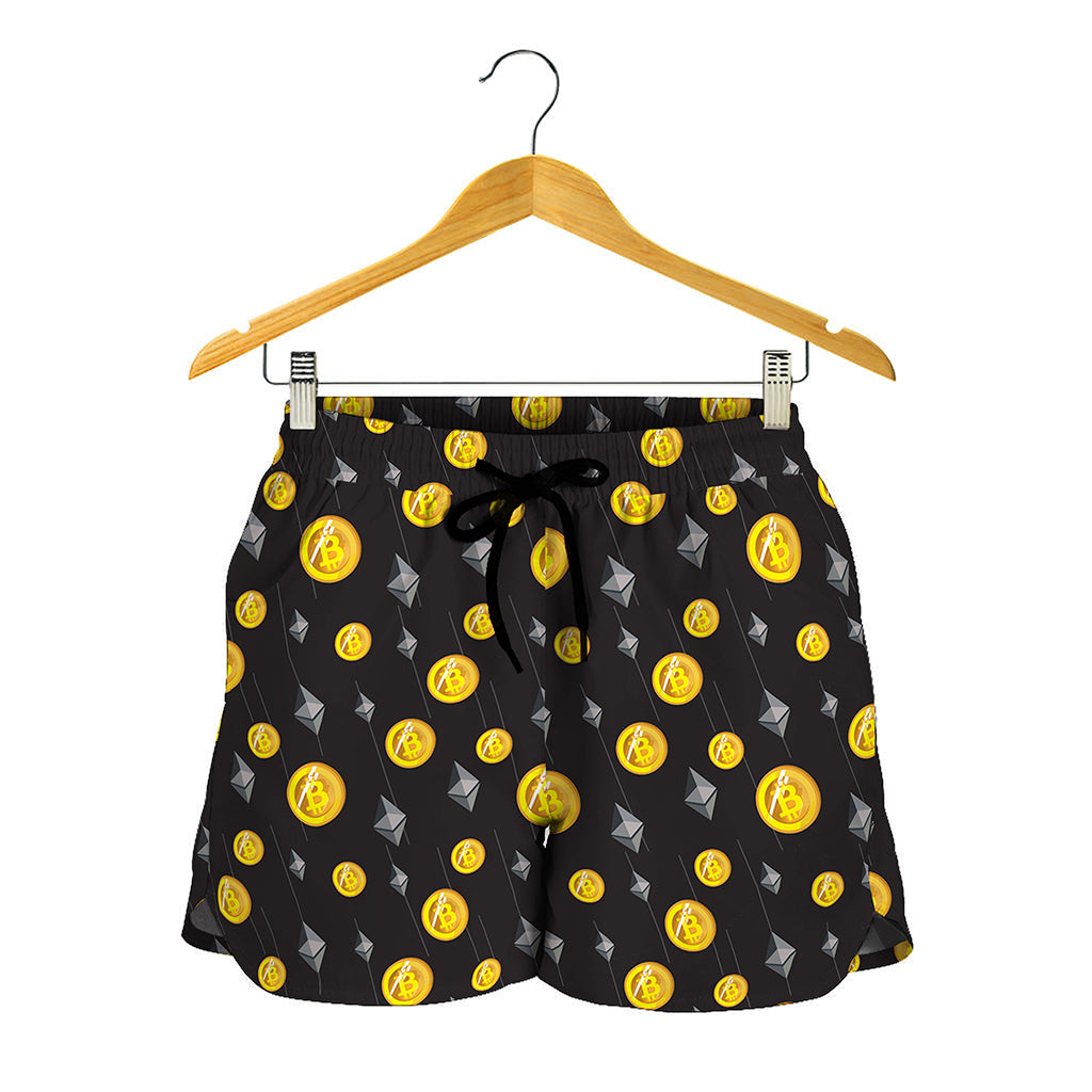 Bitcoin And Ethereum Pattern Print Women's Shorts