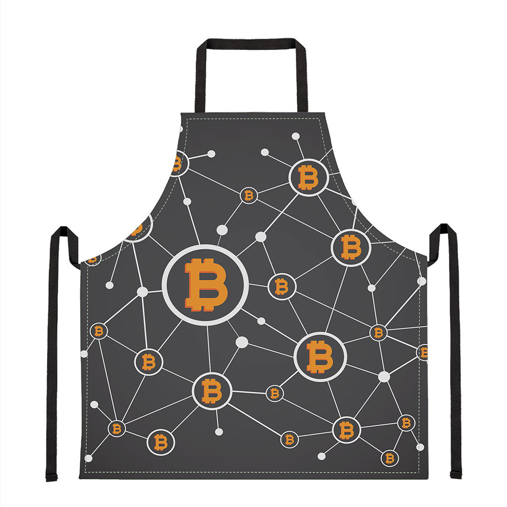 Bitcoin Connection Pattern Print Apron