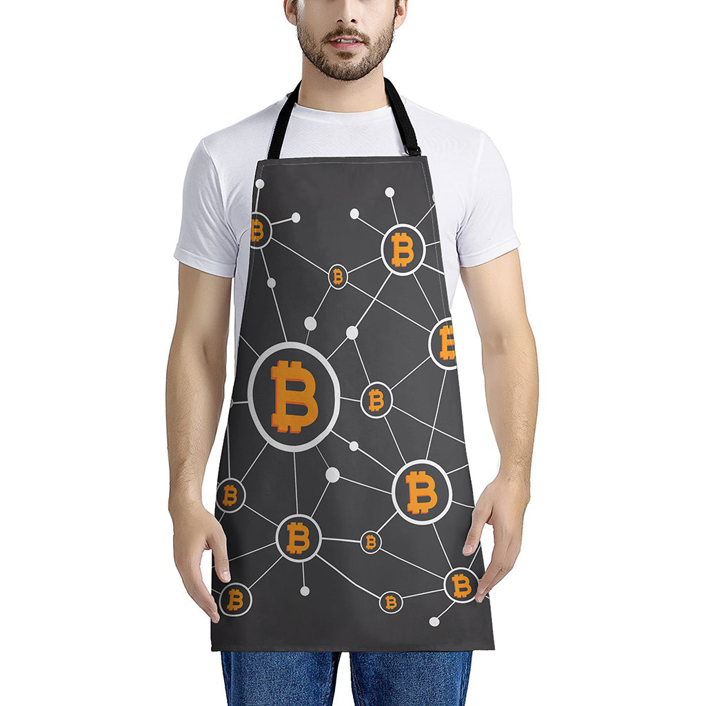 Bitcoin Connection Pattern Print Apron