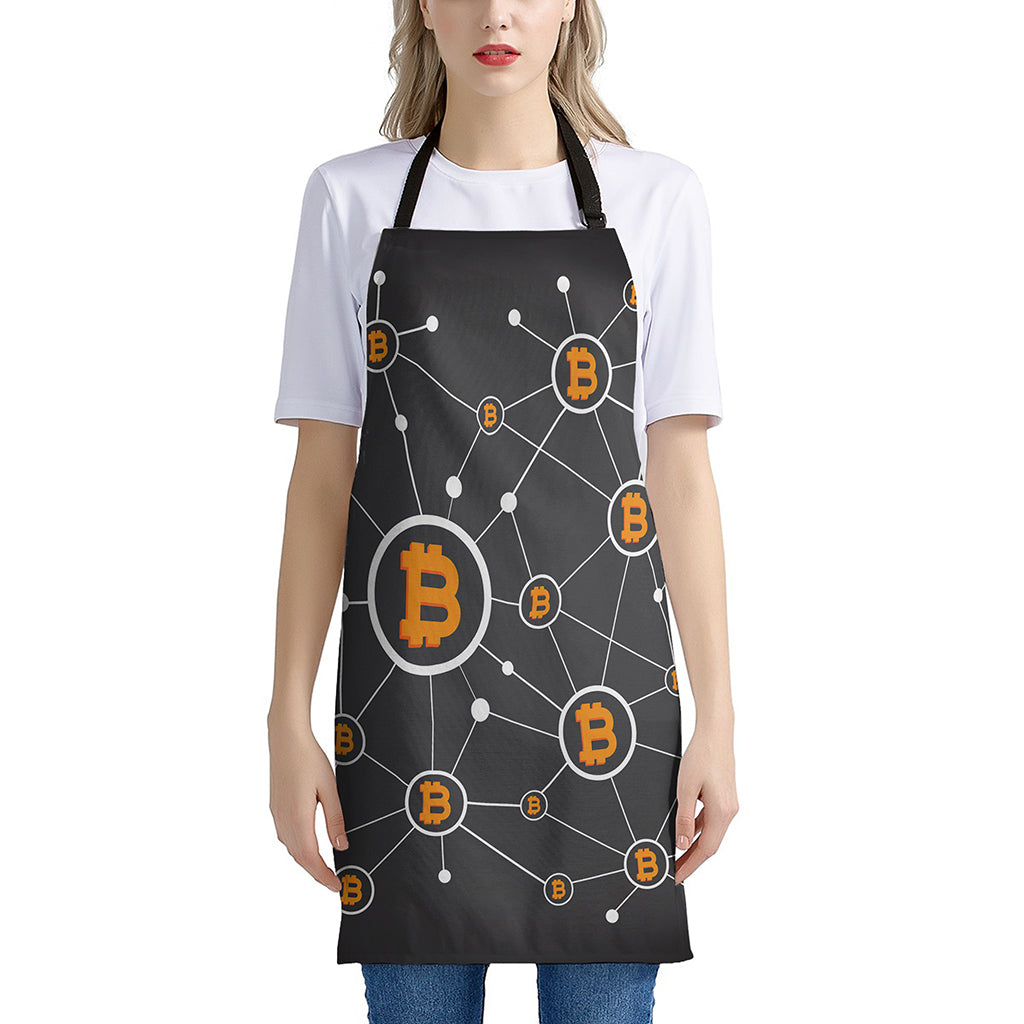 Bitcoin Connection Pattern Print Apron