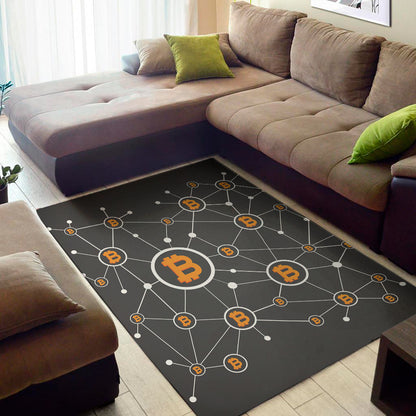 Bitcoin Connection Pattern Print Area Rug