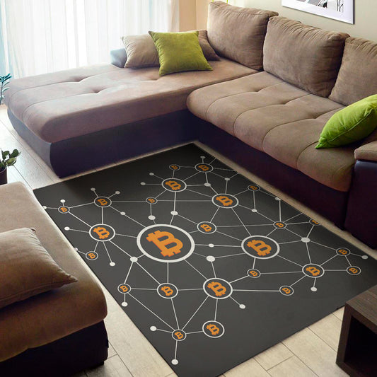 Bitcoin Connection Pattern Print Area Rug