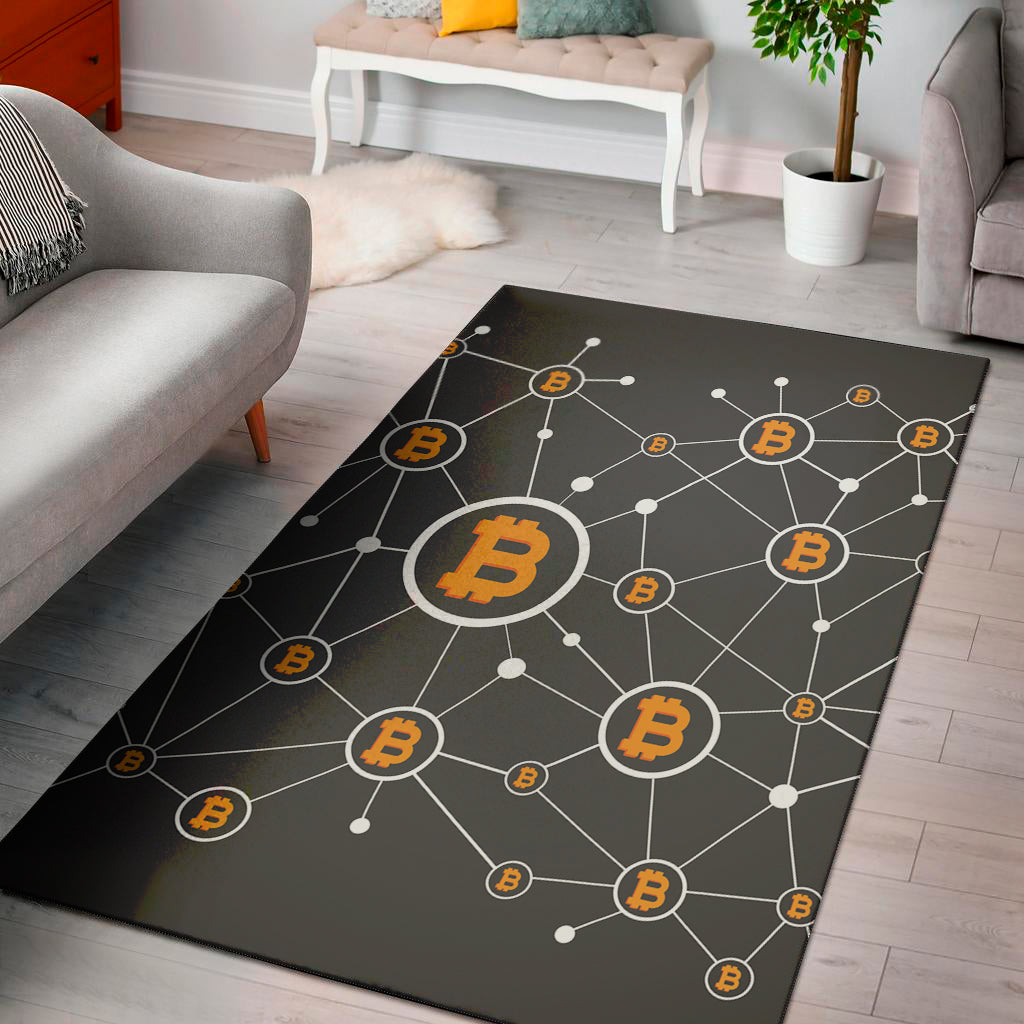 Bitcoin Connection Pattern Print Area Rug