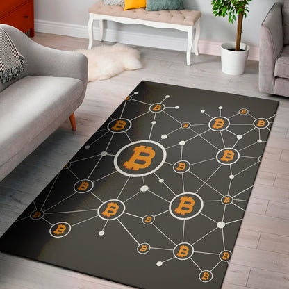 Bitcoin Connection Pattern Print Area Rug