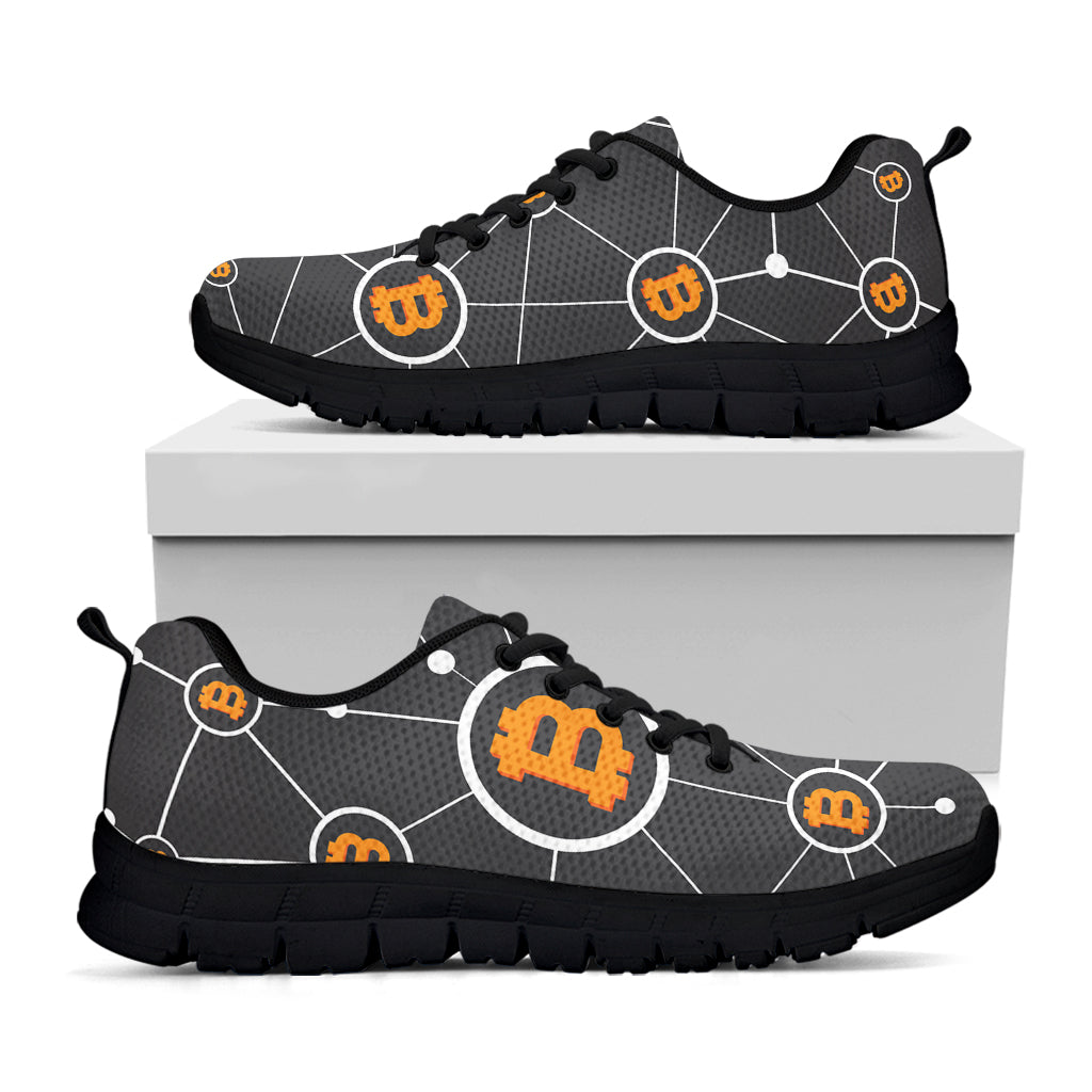 Bitcoin Connection Pattern Print Black Sneakers