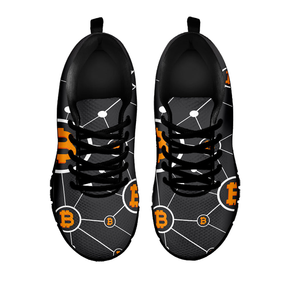 Bitcoin Connection Pattern Print Black Sneakers
