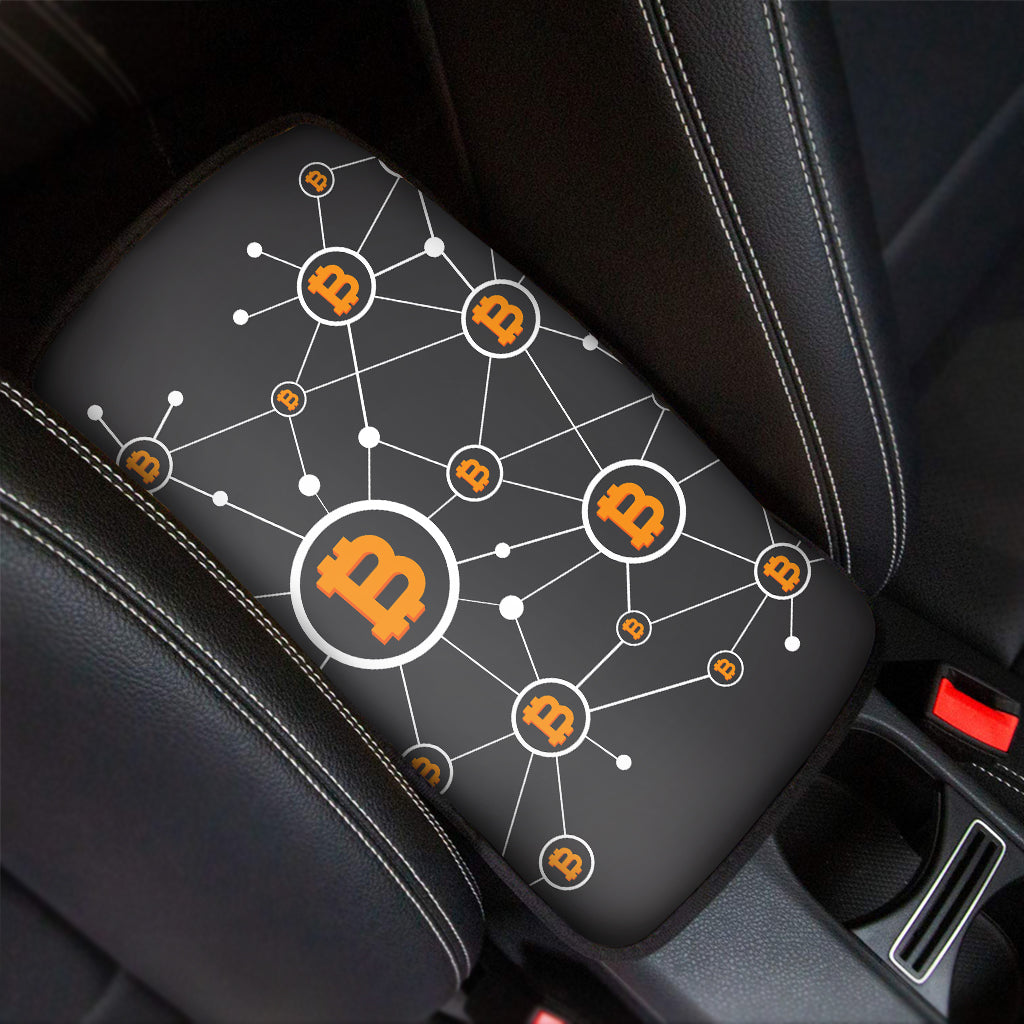 Bitcoin Connection Pattern Print Car Center Console Cover